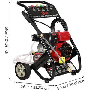 Gas Petrol Engine High Pressure Washer - Red by Livingandhome