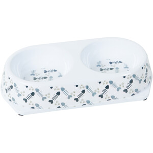 Melamine Double Cat Bowl - White