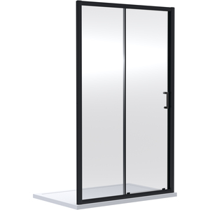 6mm Toughened Safety Glass Sliding Shower Door 1900 x 1200mm Black - Matt Black by Balterley