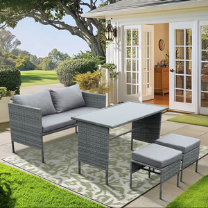 4 Piece Clara Rattan Sofa Set - Grey