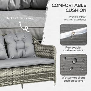 Outsunny Round Wicker Woven Rattan Garden Furniture - Grey by Outsunny