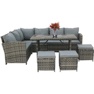 BIRCHTREE Rattan Garden Furniture Patio Set - Grey by BIRCHTREE
