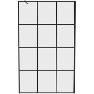 Black Walkin Shower Enclosure Easy Clean Grid Glass Shower Screen