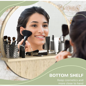 kleankin Round Bathroom Mirror with Shelf Wall Mounted Makeup Mirror by kleankin