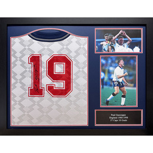 Paul Gascoigne Signed and Framed England Shirt - White by Allstarsignings