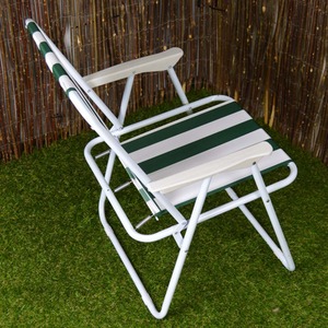 2 Pack of Folding Camping, Picnic Chair in Green and White Garden Patio - Green & White by Samuel Alexander