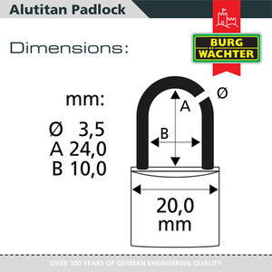 Pack of 2 Long Shackle Aluminium 20mm Padlocks - Silver by Burg-Wachter