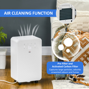 HOMCOM 12L Portable Dehumidifier with Air Cleaning 24H Timer 5 Mode Wheel - White by HOMCOM