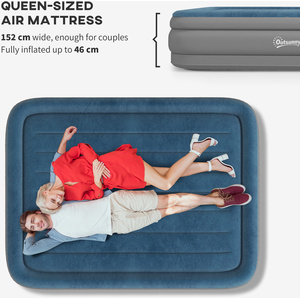Outsunny Inflatable Queen Air Bed with Electric Pump - Blue by Outsunny