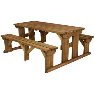 Abies Wooden Picnic Bench and Table Set - Rustic brown / 240cm by Arbor Garden Solutions