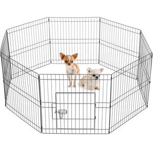 8 Panel Foldable Dog Playpen - Black / 61cm by Yaheetech