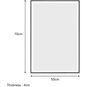 Rectangular LED Wall Mirror with Sensor Switch - Black / 50cm by Livingandhome