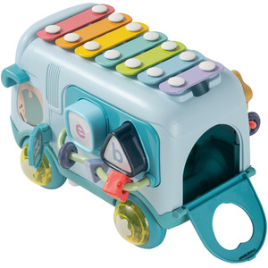 Interactive Musical School Bus Toy with Built-in Xylophone - Blue by Livingandhome