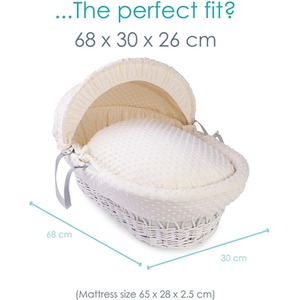 Dimple White Wicker Moses Basket - Cream by Clair de Lune