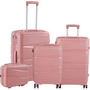 4PCS Lockable Travel Suitcase Set - Rose Gold by Livingandhome