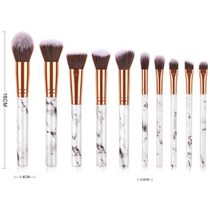 10PCS Marble Makeup Brush Set - 10PCS