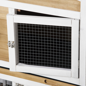 PawHut 2 Tier Wooden Small Animal Hutch with Double Side Run Boxes - Natural by PawHut