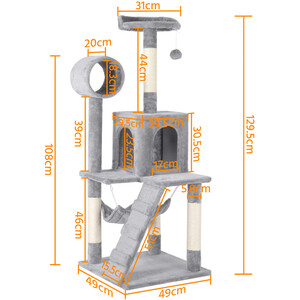 Cat Tree with Sisal Scratching Post - Light Grey by Yaheetech