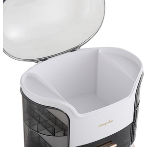 Make Up Organiser Large Dustproof Cosmetic Storage Box with Handle - White by Livingandhome