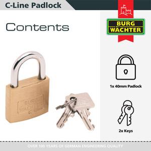 C Line Brass Padlock - Brass / 40mm by Burg-Wachter