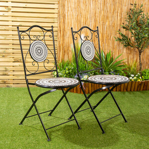 Mabel Mosaic Bistro Set - Black and White by Outdoor Leisure