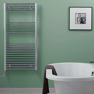 Bray Electric Heated Towel Rail, Prefilled, Straight, Chrome - Chrome by SolAire Heating Products