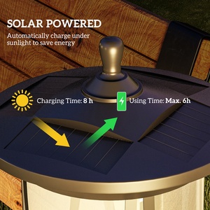 Outsunny Waterproof Solar Lamp Post Light - Black by Outsunny