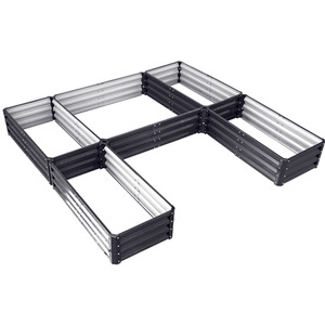 U-shaped Metal Garden Flower Bed with 5 Compartments by Livingandhome
