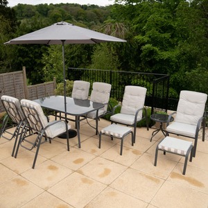 Reclining Garden Leisure And Dining Furniture Set - Grey by Hectare