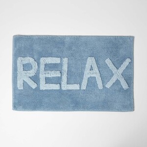 Relax Bath Mat 100 Cotton, 50 x 80 cm - Blue by Homescapes