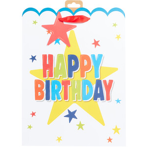 Pack of 2 Rainbow Birthday Large Gift Bags - White