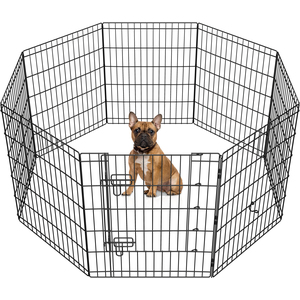 8 Panel Foldable Dog Playpen - Black / 76cm by Yaheetech