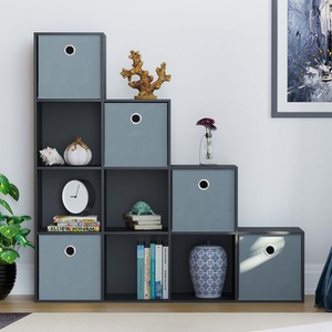 Durham 10 Cube Staircase Storage Unit - Set of 5 Grey Baskets by Lassic