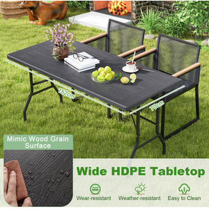 152 cm Portable Folding Picnic Table - Black by Costway