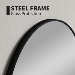 HOMCOM Round Bathroom Wall Mirror for Home Bedroom Washroom - Black by HOMCOM