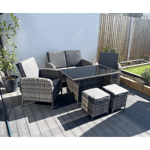 Dorchester 6 Piece Rattan Wicker Garden Dining Set - Grey by Madefor.living