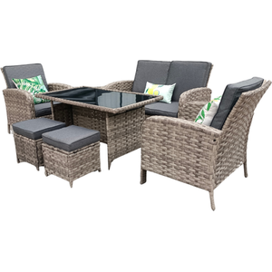 Dorchester 6 Piece Rattan Wicker Garden Dining Set - Grey by Madefor.living