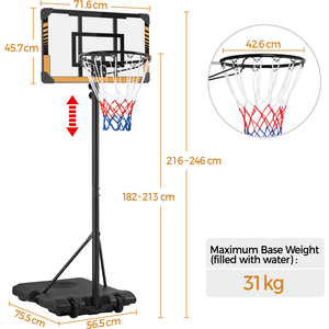 Basketball Hoop with PVC Backboard and Wheels - Brown by Yaheetech