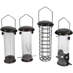Hanging Wild Bird Feeder Set of 4 Nut Seed Fat Ball - Dark Brown by Actiaspet