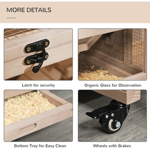 PawHut Wooden Small Animals Kit Hutch with 3 Tiers - Natural Wood by PawHut