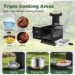 Portable Wood Burning Stove Mini Heater Burner - Black by Costway