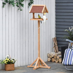 PawHut Wooden Bird Feeder with Freestanding Cross shaped Support Feet - Natural by PawHut
