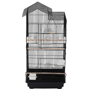 Deluxe Metal Bird Cage with Tray and Handle - Black by Livingandhome