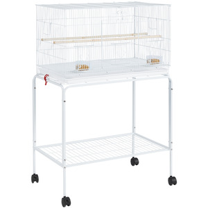 Small Birds Flight Cage with Rolling Stand - White by Yaheetech