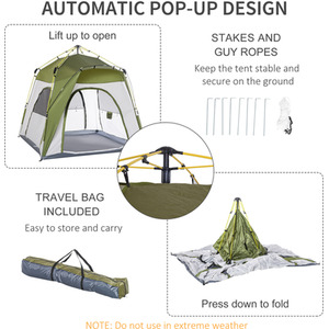 Outsunny Five Man Pop Up Tent - Army Green by Outsunny