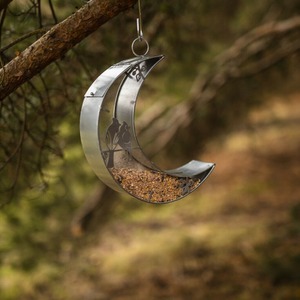 Hanging Moon Garden Bird Feeder - Silver by Garden Mile