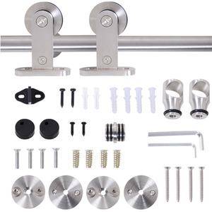 HOMCOM Wooden Sliding Door Kit - Brown by HOMCOM