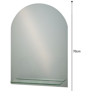 Arched Frameless Bathroom Mirror with Glass Vanity Shelf - Silver by Showerdrape
