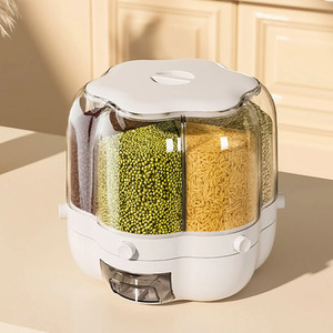 6-Gird Round Cereal Dispenser with Buttons - White by Kidkid