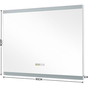 Large Rectangular LED Bathroom Mirror with Digital Clock - White by Livingandhome
